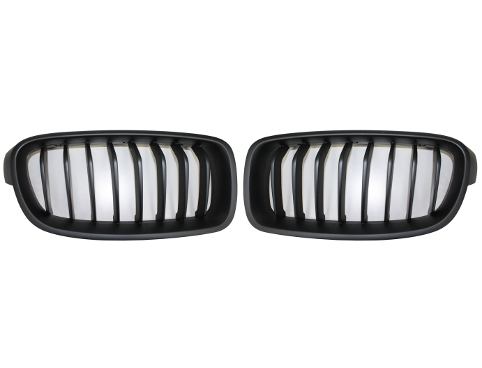 Set 2 buc. grila masca fata fata BMW 3/3 GT (F30/31/34/35), 01.2012-12.2019, partea stanga, type Sport; negru; TUNING,