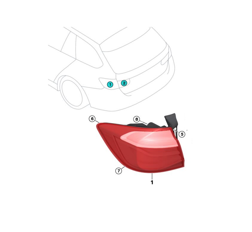 Lampa spate BMW Seria 3 (F31), 08.2015-12.2019 Model COMBI, Estate, model : M-SPORT, partea stanga, original, LED; fumuriu; exterior; marked BMW,