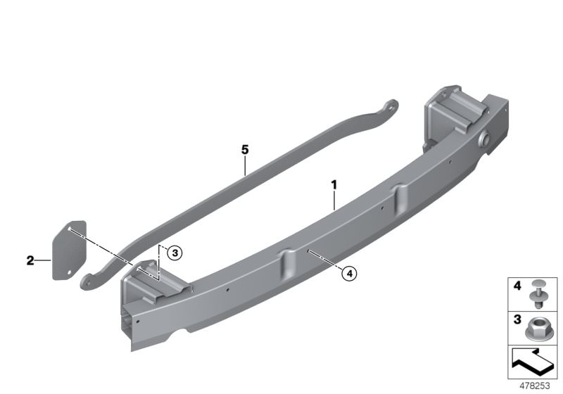 Armatura bara spate BMW Seria 7 (G11/G12), 07.2015-06.2019, aluminiu,