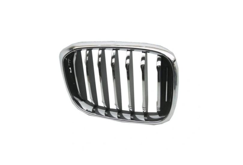 Grila masca fata BMW X3 (G01), 06.2017-07.2021, model : Luxury line; X4 (G02), 03.2018-, partea dreapta, cu rame cromate, cu bandou cromat; negru,