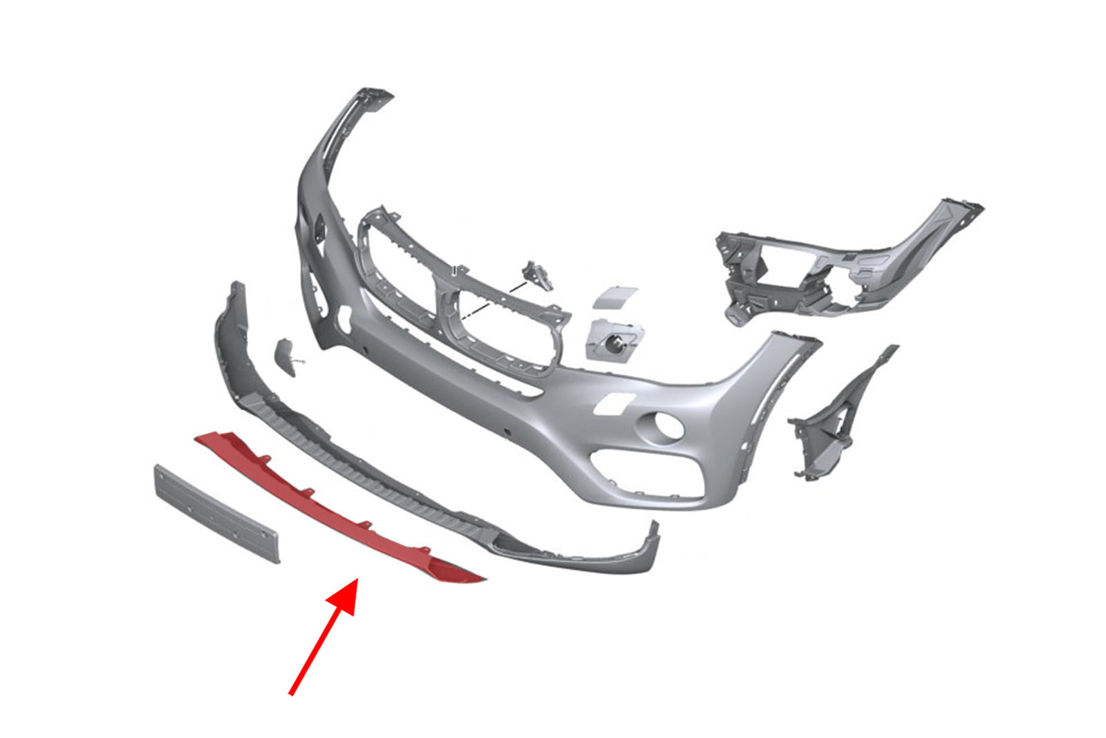 Capac bara fata BMW X6 (F16), 01.2014-12.2019, silver,
