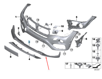 Spoiler bara fata BMW X6 (F16), 01.2014-12.2019, cu 2 gauri senzori parcare,