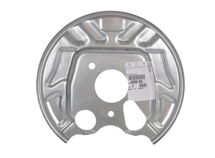 Protectie stropire disc frana spate CITROEN BERLINGO (G_), 11.2002-02.2008; BERLINGO (MF), 07.1996-10.2002, XSARA PICASSO (N68), 10.1999-09.2010, PEUGEOT PARTNER (G_), 07.1996-03.2008, partea dreapta, metal galvanizat; cu ESP,