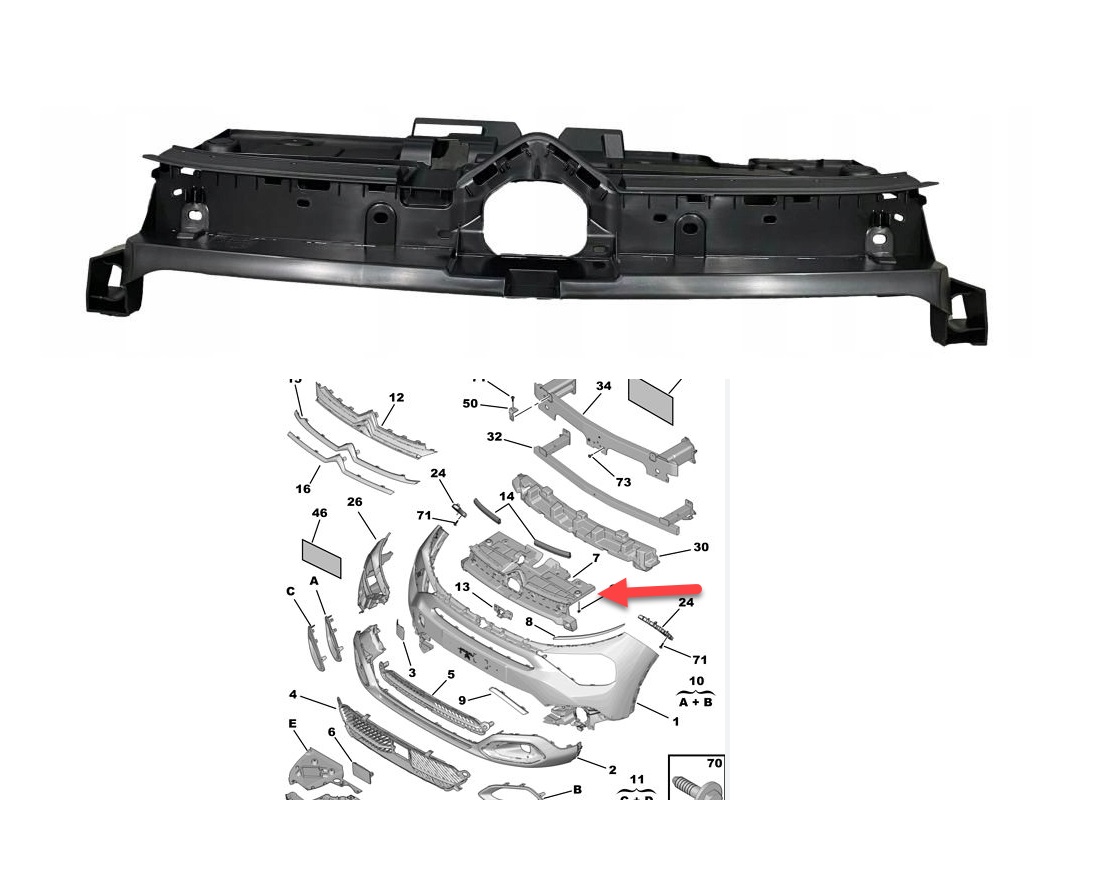 Ornament superior Trager, panou central fata CITROEN C4/e-C4, 09.2020-, plastic,