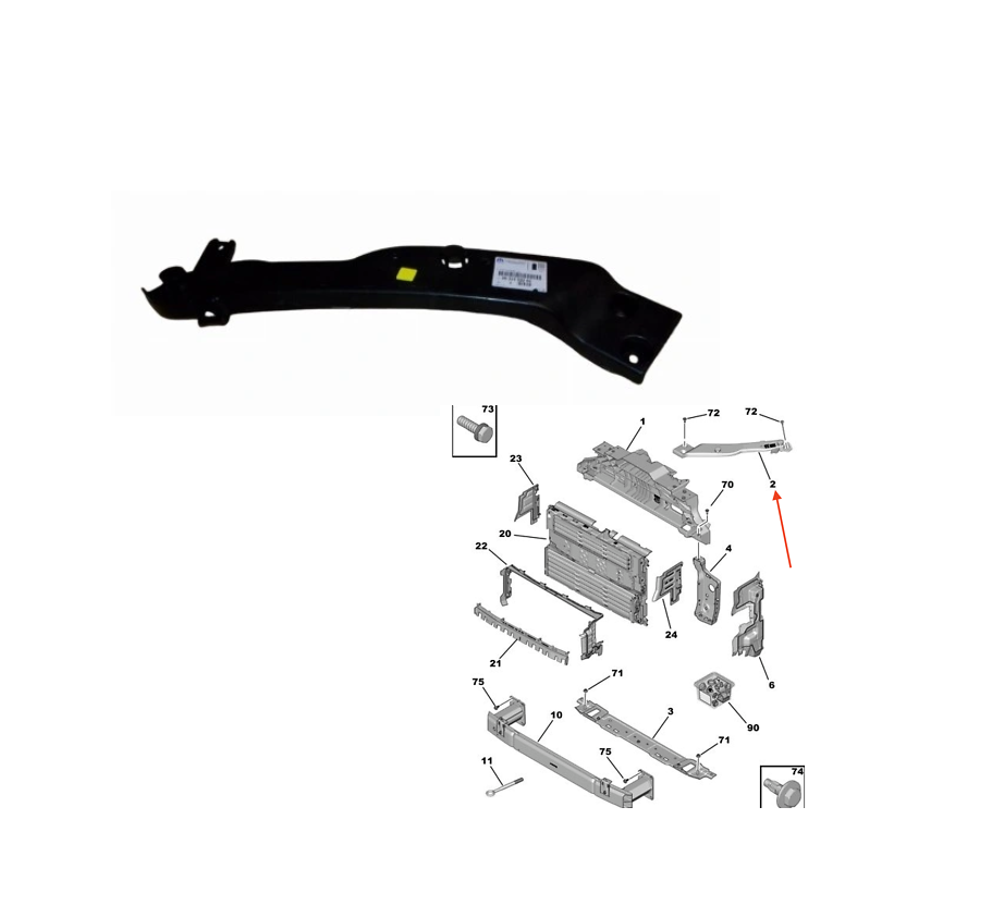 Suport Trager, panou central fata CITROEN BERLINGO, 06.2018-12.2023; PEUGEOT PARTNER/RIFTER, 06.2018-12.2023; TOYOTA PROACE CITY, 10.2019-, partea dreapta,