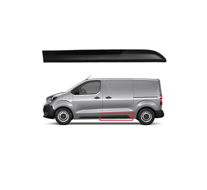 Bandou usa spate CITROEN JUMPY/SPACETOURER, 06.2016- model lung, mediu; FIAT SCUDO, 12.2021-; OPEL VIVARO, 03.2019-; PEUGEOT EXPERT/TRAVELLER, 06.2016-; TOYOTA PROACE/VERSO, 06.2016-12.2023, stanga, negru, texturat; usa spate; lungime 1100 mm;