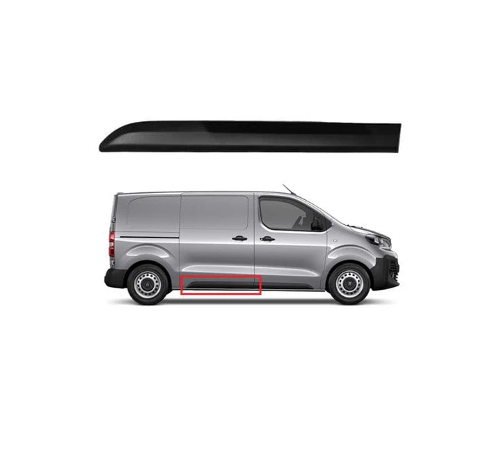Bandou usa spate CITROEN SPACETOURER, 06.2016- model scurt; FIAT SCUDO, 12.2021-; OPEL VIVARO, 03.2019-; PEUGEOT EXPERT/TRAVELLER, 06.2016-; TOYOTA PROACE/VERSO, 06.2016-12.2023, partea dreapta, negru, texturat; usa spate; lungime 1100 mm; lung, mediu,