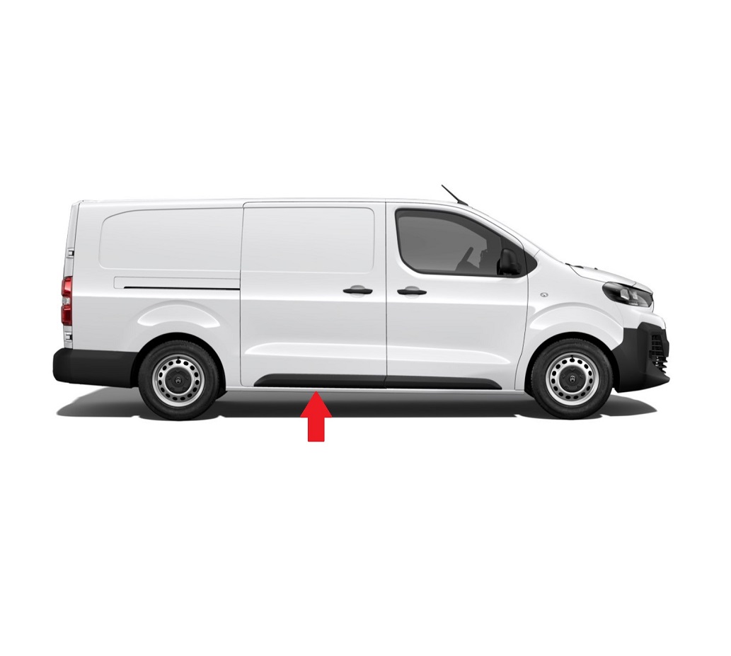 Bandou usa spate CITROEN SPACETOURER, 06.2016- model scurt; FIAT SCUDO, 12.2021-; OPEL ZAFIRA LIFE, 08.2019-; PEUGEOT EXPERT/TRAVELLER, 06.2016-; TOYOTA PROACE/VERSO, 06.2016-12.2023, partea dreapta, grunduit; usa spate; lungime 880 mm; versiune scurta,