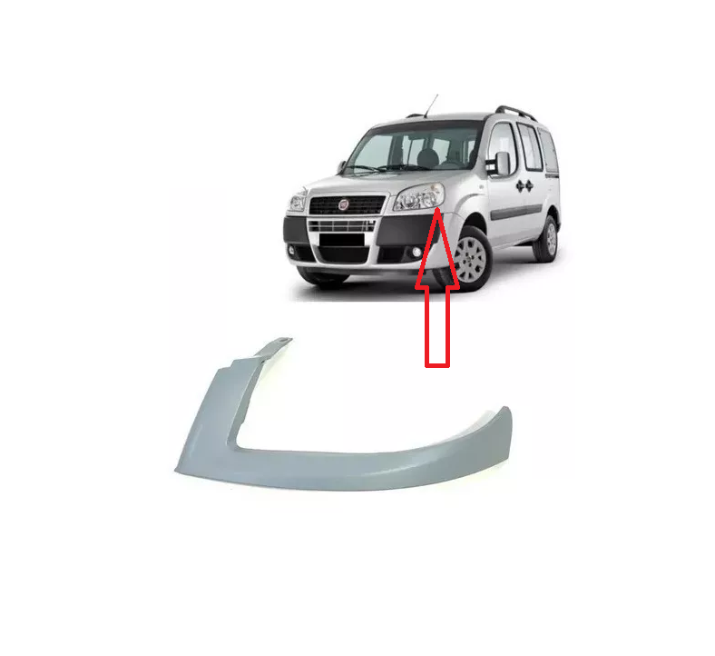 Ornament far FIAT DOBLO (119/223), 01.2006-01.2010, partea stanga, RETOV, cu capse; de vopsit (nu este grunduit),