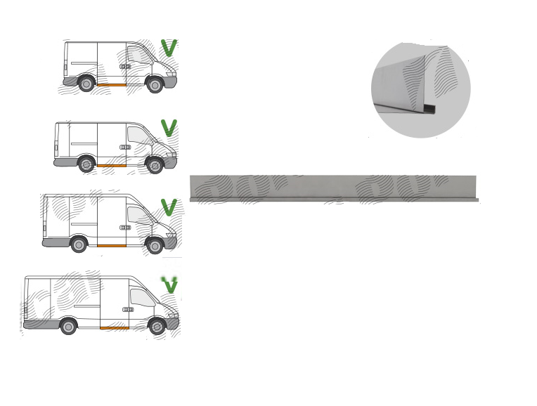 Prag interior IVECO DAILY II, 01.1999-2011, partea stanga=dreapta, metal 1, 0mm, metal galvanizat; lungime 1200 mm,