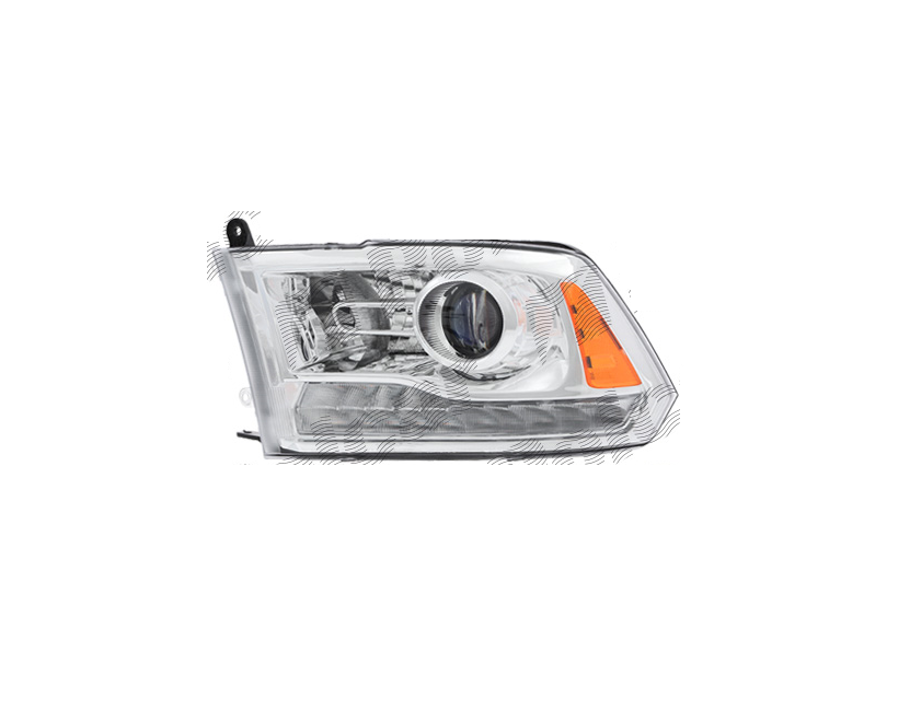 Far RAM 1500/2500/3500, 01.2018-; RAM 1500/2500/3500/CLASSIC, 05.2012-, partea stanga, lense; cu LED indicator; cu daytime running light; cu LED parking light; HB3+HiR2; manual; silver; halogen,