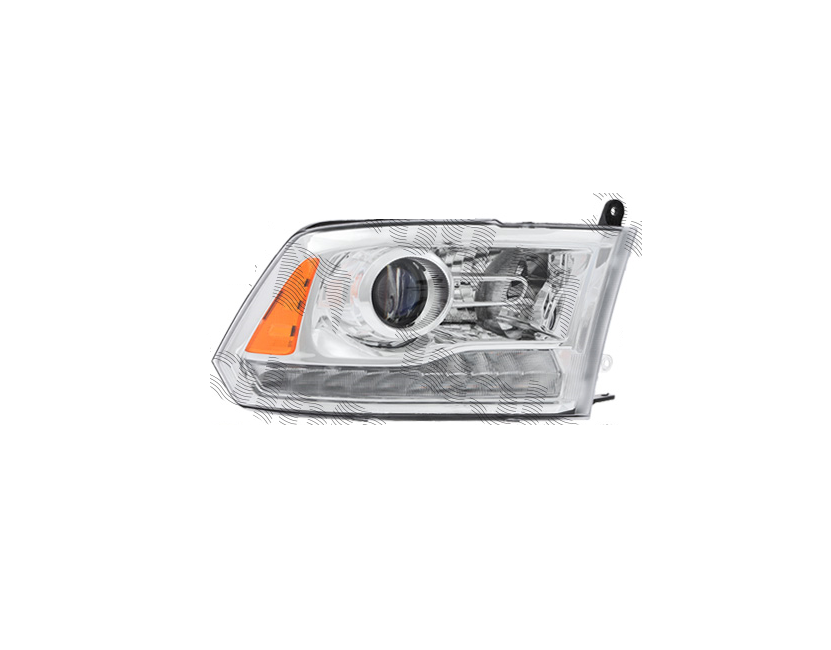Far RAM 1500/2500/3500, 01.2018-; RAM 1500/2500/3500/CLASSIC, 05.2012-, partea dreapta, lense; cu LED indicator; cu daytime running light; cu LED parking light; HB3+HiR2; manual; silver; halogen,