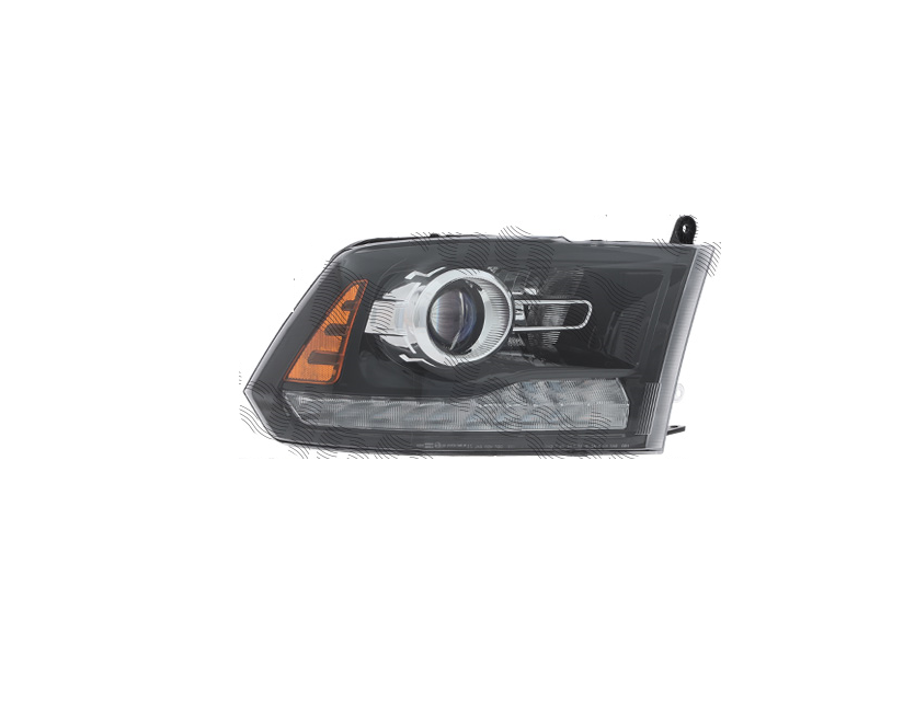 Far RAM 1500/2500/3500, 01.2018-; RAM 1500/2500/3500/CLASSIC, 05.2012-, partea dreapta, lense; cu LED indicator; cu daytime running light; cu LED parking light; HB3+HiR2; manual; negru; halogen,
