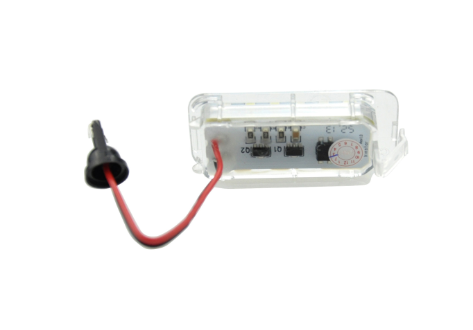 Set 2 buc lampa numar spate FORD C-MAX, 2010-; ECOSPORT, EDGE, FIESTA (JA8), FOCUS II Hatchback; GALAXY 2006-; KUGA (DM2), MONDEO, 2007-; RANGER, S-MAX, TRANSIT/TOURNEO, JAGUAR XF (X250), XJ (X351), partea stanga=dreapta, LED; carcasa alba; TUNING,