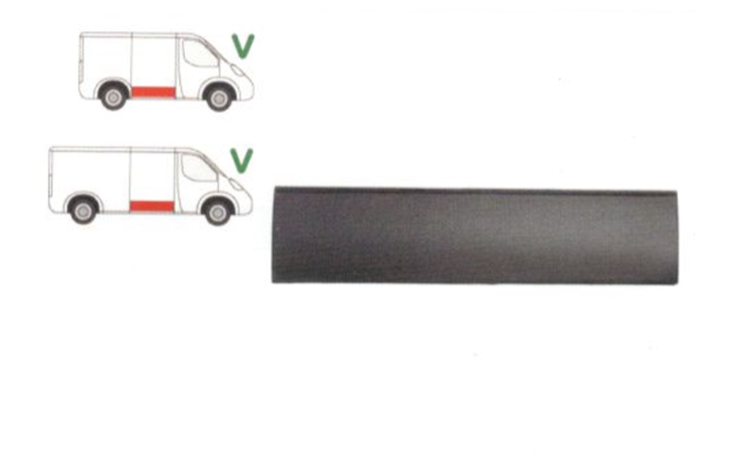 Panou reparatie usa FORD TRANSIT, 10.1985-07.2000, partea dreapta, inferior; usa culisanta; pana la prima linie a caroseriei; inaltime 295 mm,