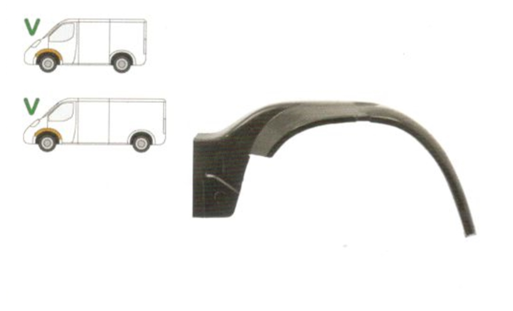 Segment reparatie aripa fata exterior fata FORD TRANSIT (VE64), 01.1991-07.2000, partea stanga, fata+spate; metal; interior element,