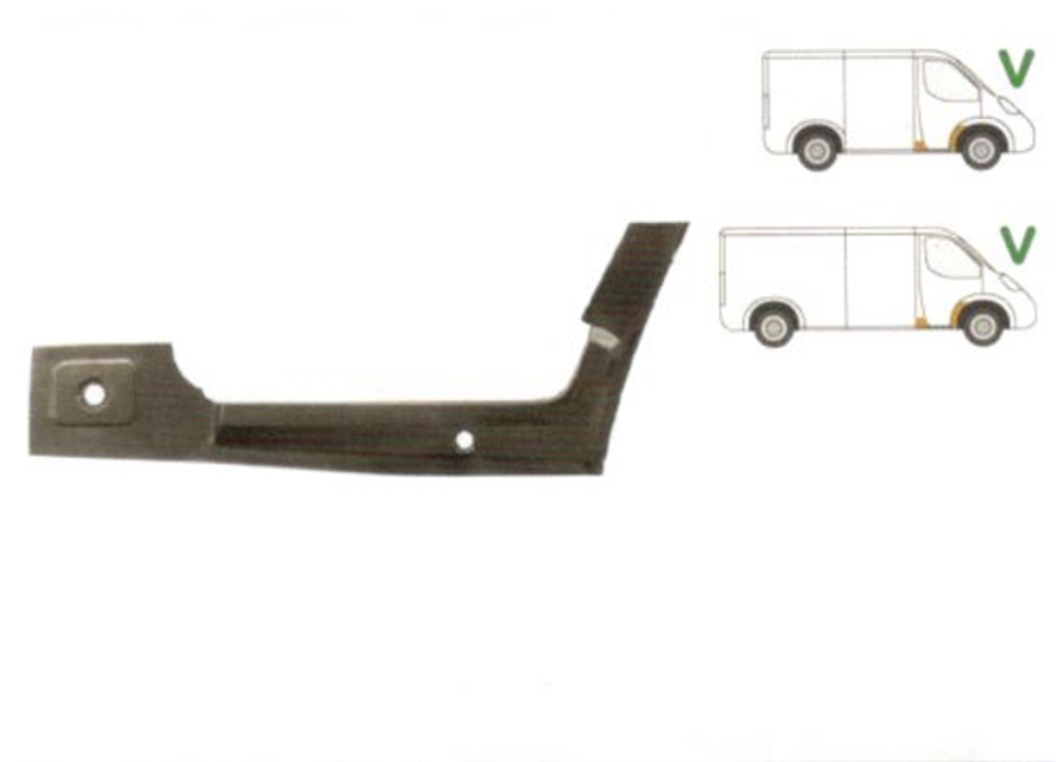 Prag interior fata FORD TRANSIT, 1992-2000, partea dreapta, metal galvanizat; sub usa fata; sub treapta; intaritura prag,