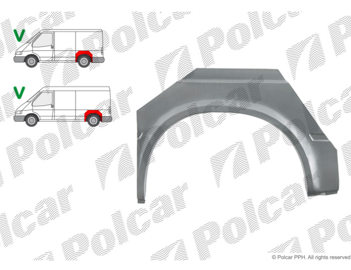 Segment reparatie aripa spate FORD TRANSIT (VE64), 01.1991-09.1994; TRANSIT (VE83), 06.1994-07.2000, partea stanga, scurt,