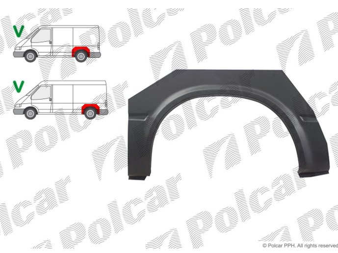 Segment reparatie aripa spate FORD TRANSIT (VE64), 01.1991-09.1994; TRANSIT (VE83), 06.1994-07.2000, partea stanga, lung,
