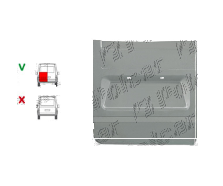 Panou usa, hayon spate FORD TRANSIT (V184/5), 05.2000-04.2006; TRANSIT/TOURNEO (V347/8), 05.2006-04.2013, partea stanga, metal galvanizat; pana la geam,