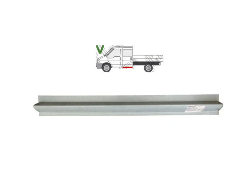 Prag FORD TRANSIT (V184/5), 05.2000-04.2006; TRANSIT/TOURNEO (V347/8), 05.2006-04.2013, partea stanga=dreapta, metal galvanizat; sub spate lateral door; cabina dubla,
