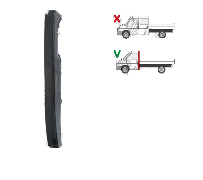 Stalp spate FORD TRANSIT (V184/5), 05.2000-04.2006; TRANSIT/TOURNEO (V347/8), 05.2006-04.2013, partea stanga, vertical; metal galvanizat; cabin colt; cabina simpla,