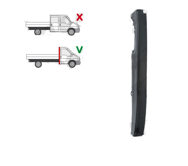 Stalp spate FORD TRANSIT (V184/5), 05.2000-04.2006; TRANSIT/TOURNEO (V347/8), 05.2006-04.2013, partea dreapta, vertical; metal galvanizat; cabin colt; cabina simpla,