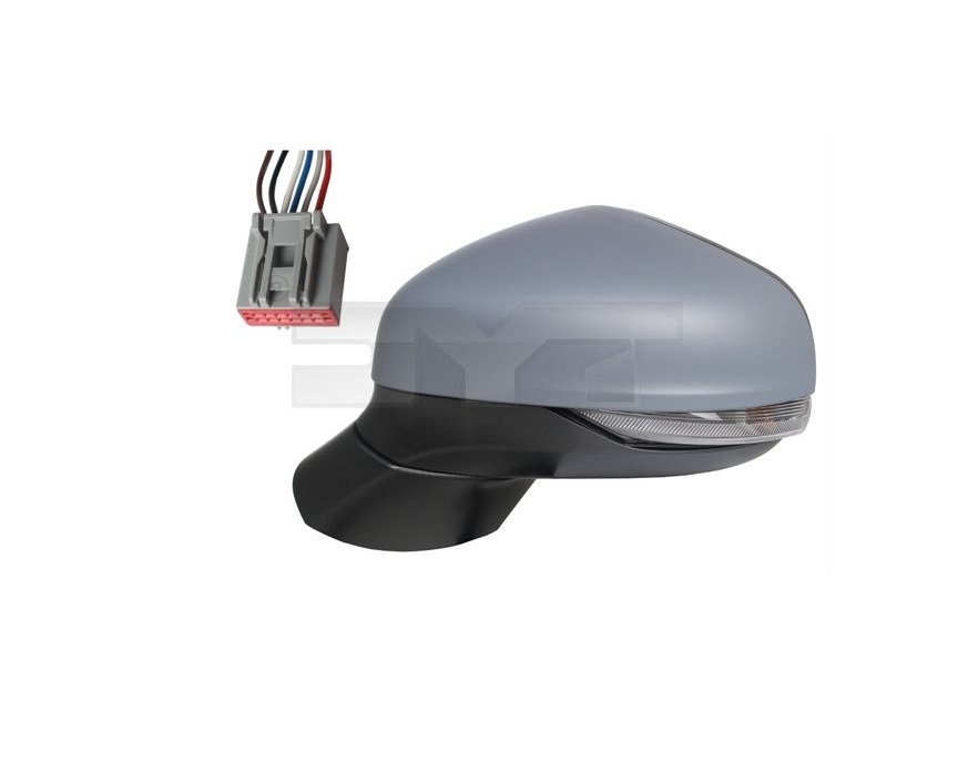 Oglinda usa exterioara FORD FIESTA, 08.2017-, partea stanga, SRLine, reglare electrica; grunduit; cu incalzire; sticla convexa; sticla crom; 12 gauri / 6 pini; cu semnalizare,