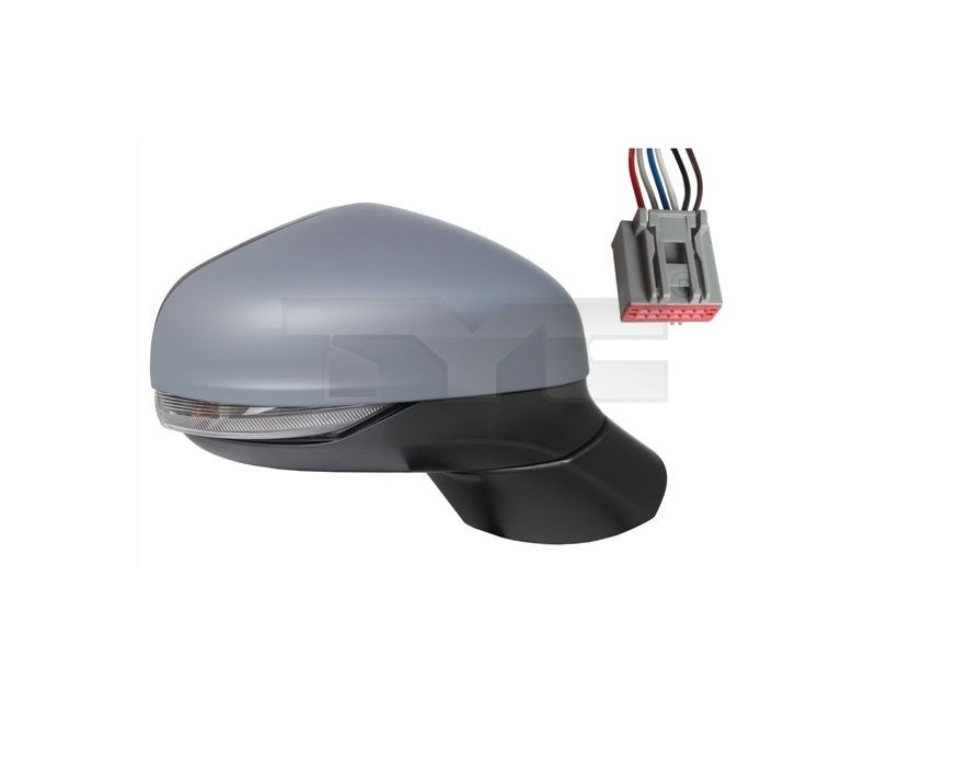 Oglinda usa exterioara FORD FIESTA, 08.2017-, partea dreapta, SRLine, reglare electrica; grunduit; cu incalzire; sticla convexa; sticla crom; 12 gauri / 6 pini; cu semnalizare,