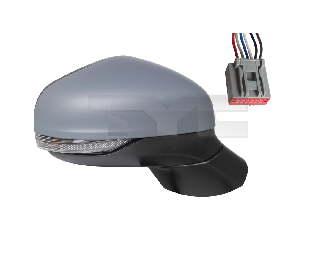 Oglinda usa exterioara FORD FIESTA, 08.2017-, partea dreapta, SRLine, reglare electrica; grunduit; cu incalzire; sticla convexa; sticla crom; pliabila electric; 12 gauri / 12 pini; cu semnalizare; cu functie asistenta laterala, cu lampa de perimetru,
