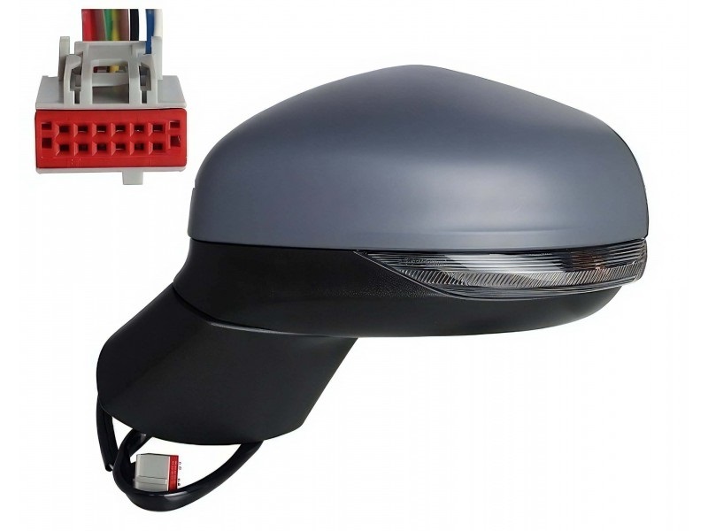 Oglinda usa exterioara FORD PUMA, 10.2019-, partea stanga, View Max, reglare electrica; grunduit; cu incalzire; sticla asferica; sticla crom; pliabila electric; 12 gauri / 10 pini; cu semnalizare (WY5W); cu LED puddle lamp,