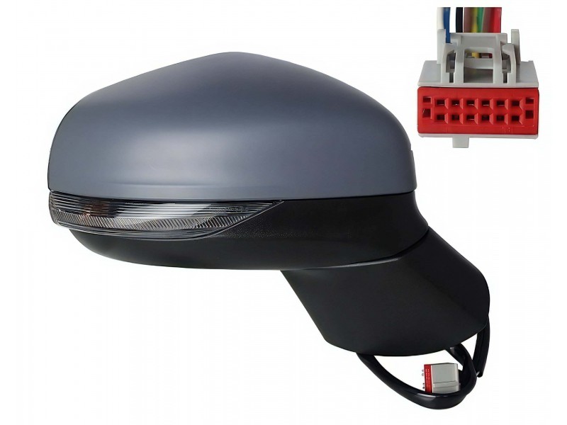 Oglinda usa exterioara FORD PUMA, 10.2019-, dreapta, View Max, reglare electrica; grunduit; cu incalzire; sticla asferica; sticla crom; pliabila electric; 12 gauri / 12 pini; cu semnalizare (WY5W); cu functie asistenta laterala, cu LED puddle lamp,