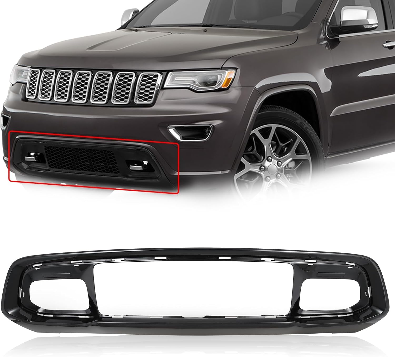 Rama grila bara fata JEEP GRAND CHEROKEE (WK2), 2017-, negru; inferior,
