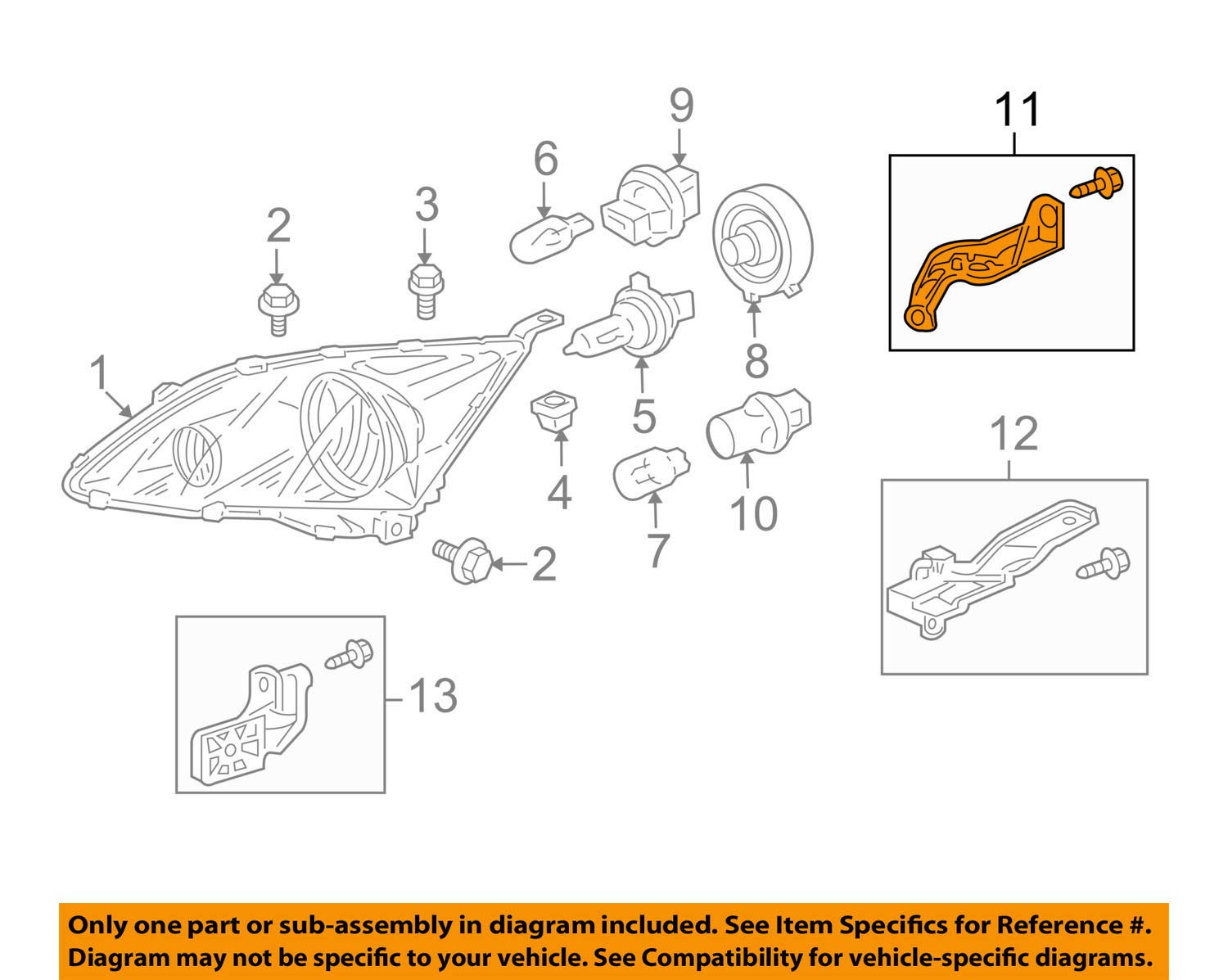 Suport fixare far HONDA CRV (RE), 09.2006-11.2009, partea stanga, superior,