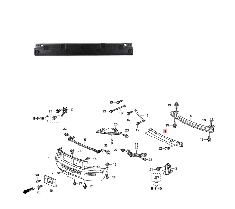 Absorber, armatura bara fata HONDA RIDGELINE, 03.2005-05.2015