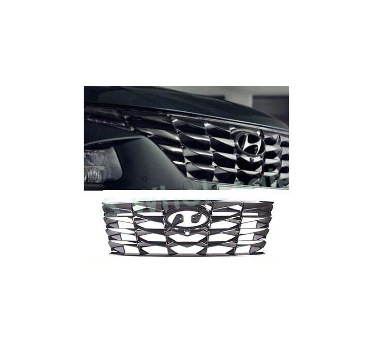 Grila masca fata HYUNDAI TUCSON, 10.2020-, model : Limited, vopsit, cu gaura camera; fumuriu negru, crom,