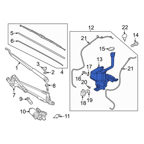 Rezervor spalator parbriz KIA SORENTO (MQ4), 03.2020-, modele fara spalator faruri, cu senzor nivel lichid,