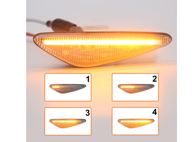 Set lampa semnalizare laterala MAZDA 5 (CR19), 05.2010-2013; Mazda 6 (GH), 11.2007-12.2012, dynamic indicator; LED; transparent; TUNING,