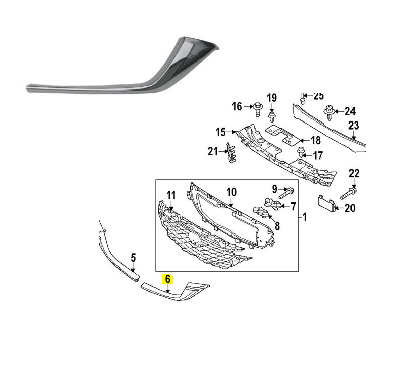 Ornament grila fata MAZDA CX-5, 02.2022-, partea stanga, crom,