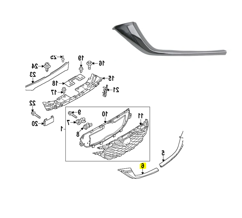 Ornament grila fata MAZDA CX-5, 02.2022-, partea dreapta, crom,