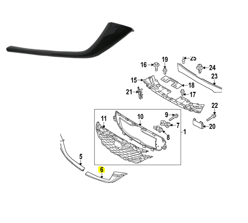 Ornament grila fata MAZDA CX-5, 02.2022-, partea stanga, fumuriu crom,