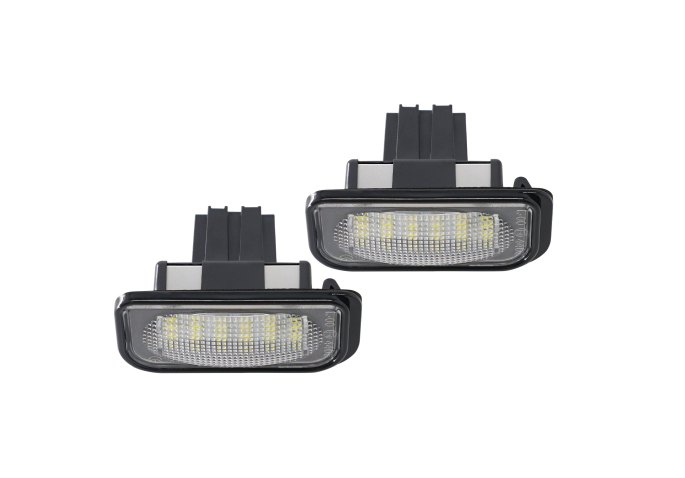 Set 2 buc lampa numar spate CHRYSLER CROSSFIRE, 02.2003-12.2007; MERCEDES Clasa C (W203) 05.2000-2007; Clasa CLK (C209) 06.2002-03.2010; Clasa SL (R230) 2003-2007, partea stanga, LED; TUNING,