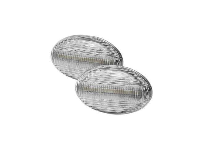 Set lampa semnalizare laterala MERCEDES Clasa A (W168) 09.1997-2004; CITAN (W415), 11.2012-; VITO/ VIANO (W639), 01.2003-2014; Clasa V/VITO (W447), 04.2014-10.2023; SMART FORTWO/CITY COUPE/CABRIO (MC01), 07.1998-12.2006, LED; transparent; TUNING,