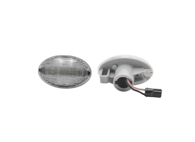 Set lampa semnalizare laterala MERCEDES Clasa A (W168) 09.1997-2004; CITAN (W415), 11.2012-; VITO/ VIANO (W639), 01.2003-2014; Clasa V/VITO (W447), 04.2014-10.2023; SMART FORTWO/CITY COUPE/CABRIO (MC01), 07.1998-12.2006, LED; transparent; TUNING,