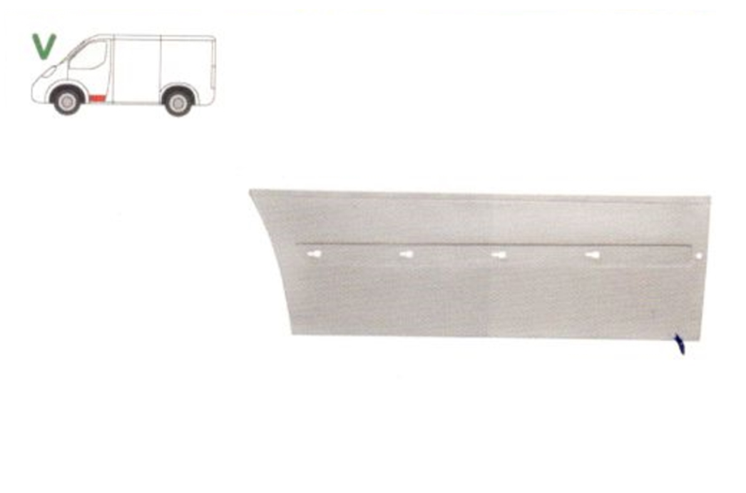 Panou reparatie usa fata MERCEDES VITO / Clasa V (W638), 02.1996-01.2003, partea stanga, cu gauri ornament; inaltime. 240 mm,