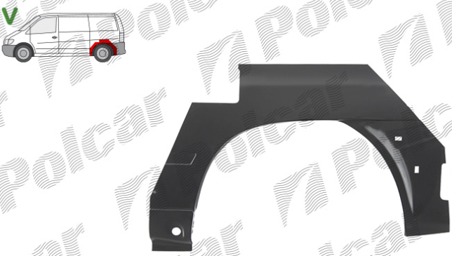 Segment reparatie aripa spate spate MERCEDES VITO / Clasa V (W638), 02.1996-01.2003, partea stanga, metal galvanizat,