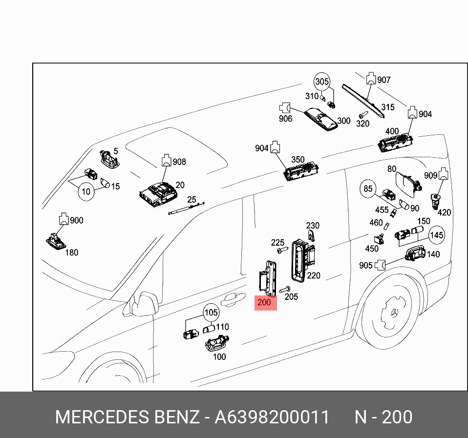 Conector usa culisanta electric MERCEDES VITO/ VIANO (W639), 01.2003-10.2010; Clasa V/VITO (W447), 04.2014-10.2023; Clasa V/VITO (W447), 09.2023-
