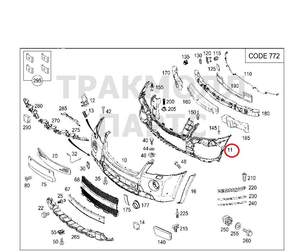 Suport bara fata MERCEDES CLASA ML (W164), 07.2005-11.2011, armatura bara; plastic,