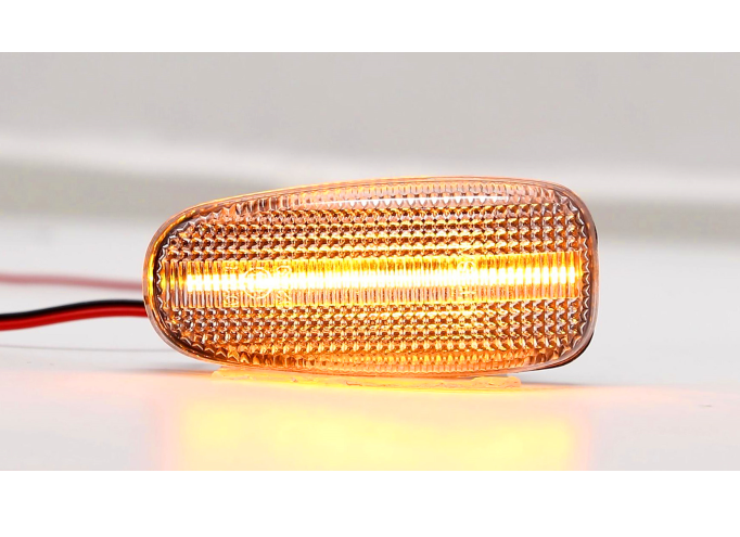 Set lampa semnalizare laterala MERCEDES 207-410, 512D-814 DA, Vario; Clasa C (W202), CLK (C208), E (W210, W124); Sprinter, T2, Vaneo, Vito/Clasa V (W638); VW LT II, LED; transparent; TUNING,