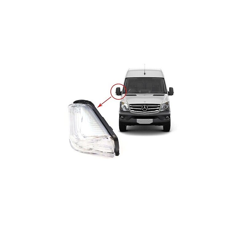 Lampa semnalizare oglinda MERCEDES SPRINTER, 07.2006-2018; SPRINTER, 02.2018-; VW CRAFTER (2E), 12.2005-04.2017, cabina simpla, partea dreapta, TYC, PCY16W; alb, silver housing; fara suport becuri,